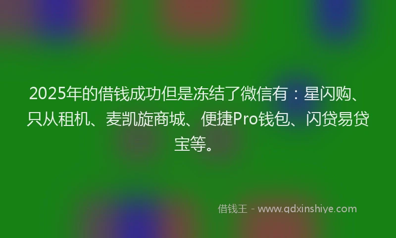 2025年的借钱成功但是冻结了微信有：星闪购、只从租机、麦凯旋商城、便捷Pro钱包、闪贷易贷宝等。