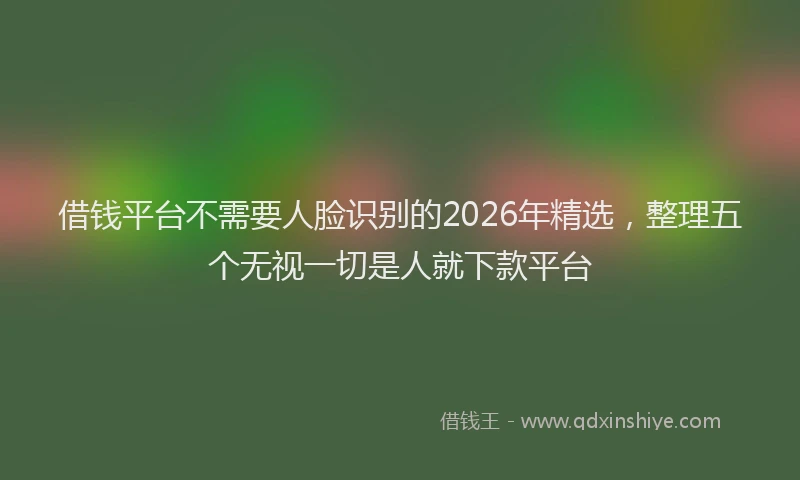 借钱平台不需要人脸识别的2026年精选，整理五个无视一切是人就下款平台