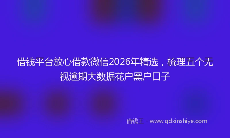 借钱平台放心借款微信2026年精选，梳理五个无视逾期大数据花户黑户口子