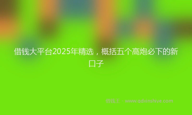 借钱大平台2025年精选，概括五个高炮必下的新口子