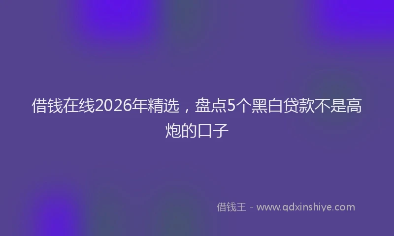 借钱在线2026年精选，盘点5个黑白贷款不是高炮的口子