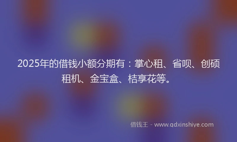 2025年的借钱小额分期有：掌心租、省呗、创硕租机、金宝盒、桔享花等。