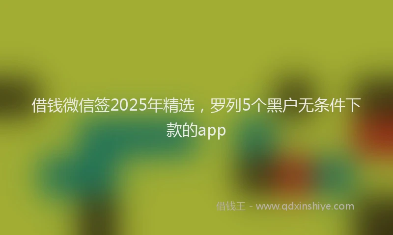 借钱微信签2025年精选，罗列5个黑户无条件下款的app
