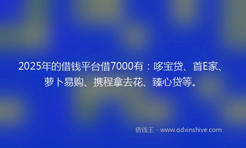 2025年的借钱平台借7000有：哆宝贷、首E家、萝卜易购、携程拿去花、臻心贷等。