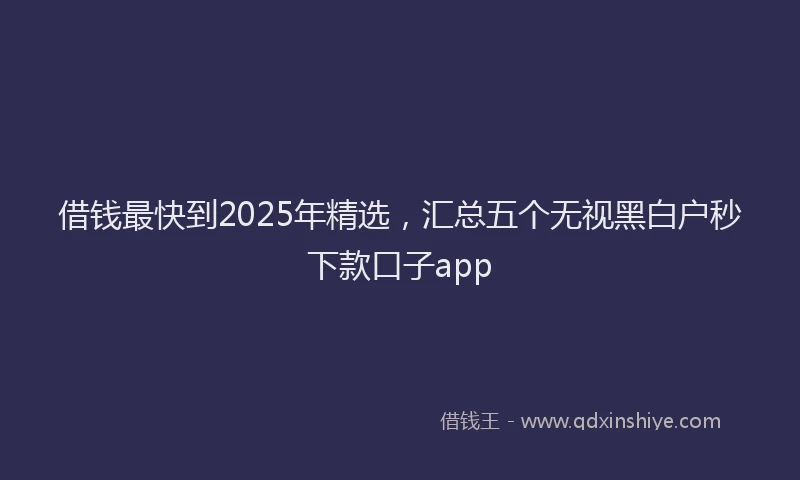 借钱最快到2025年精选，汇总五个无视黑白户秒下款口子app