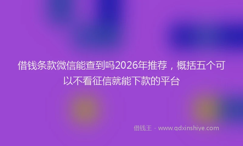 借钱条款微信能查到吗2026年推荐，概括五个可以不看征信就能下款的平台