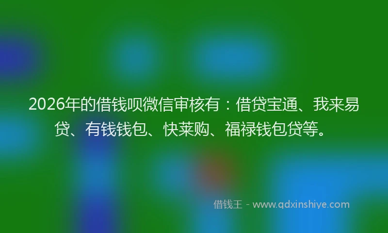 2026年的借钱呗微信审核有：借贷宝通、我来易贷、有钱钱包、快莱购、福禄钱包贷等。