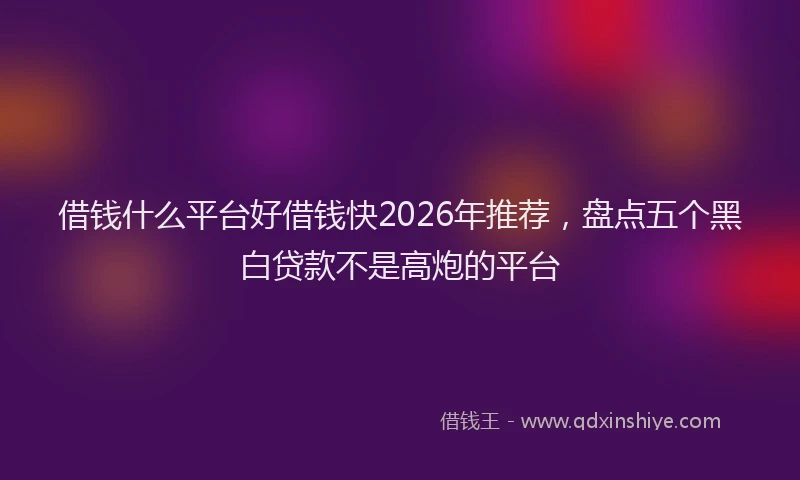 借钱什么平台好借钱快2026年推荐，盘点五个黑白贷款不是高炮的平台