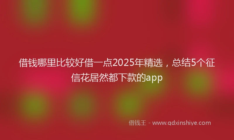 借钱哪里比较好借一点2025年精选,总结5个征信花居然都下款的app