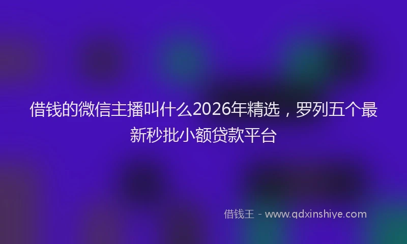 借钱的微信主播叫什么2026年精选，罗列五个最新秒批小额贷款平台