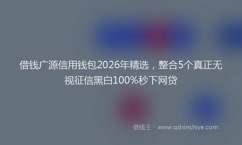 借钱广源信用钱包2026年精选，整合5个真正无视征信黑白100%秒下网贷