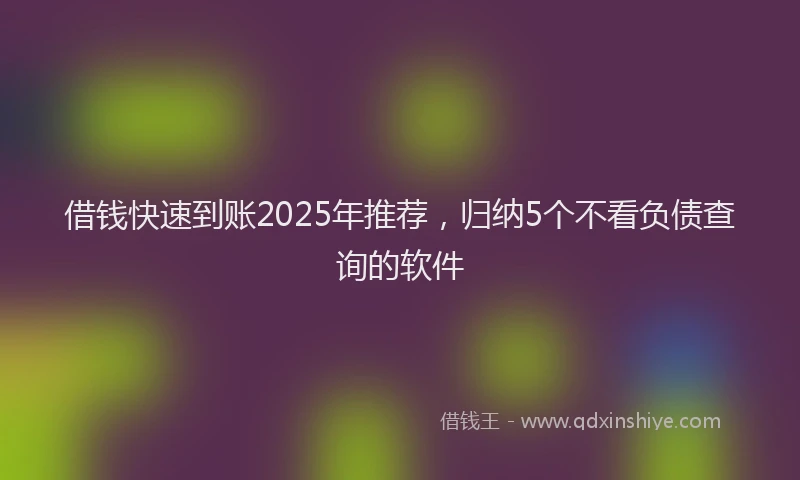 借钱快速到账2025年推荐，归纳5个不看负债查询的软件