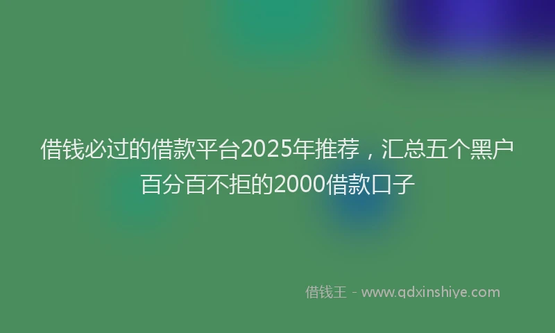 借钱必过的借款平台2025年推荐，汇总五个黑户百分百不拒的2000借款口子