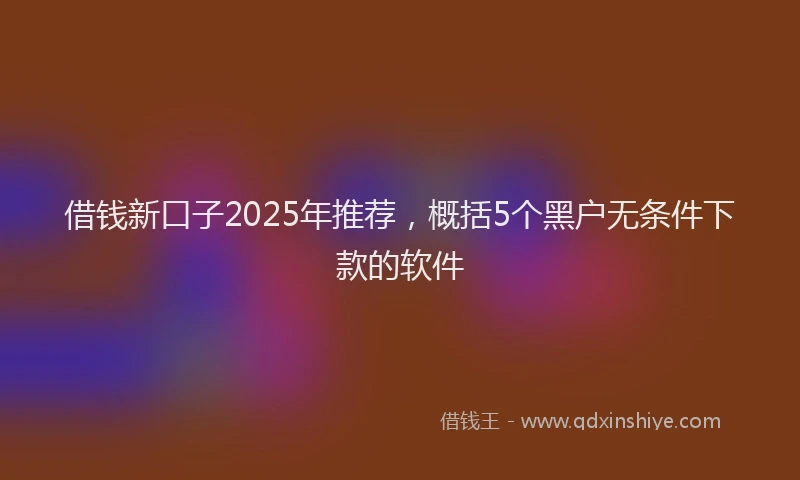 借钱新口子2025年推荐，概括5个黑户无条件下款的软件