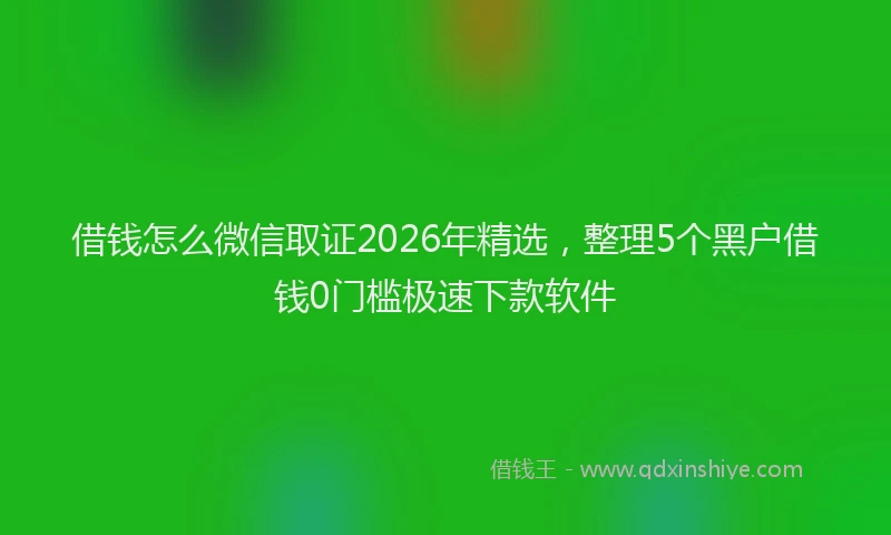 借钱怎么微信取证2026年精选，整理5个黑户借钱0门槛极速下款软件