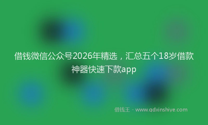 借钱微信公众号2026年精选,汇总五个18岁借款神器快速下款app