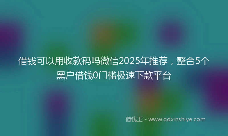 借钱可以用收款码吗微信2025年推荐，整合5个黑户借钱0门槛极速下款平台