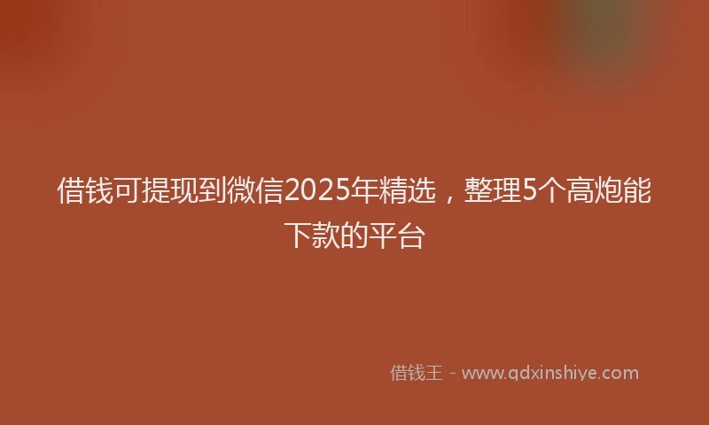 借钱可提现到微信2025年精选，整理5个高炮能下款的平台