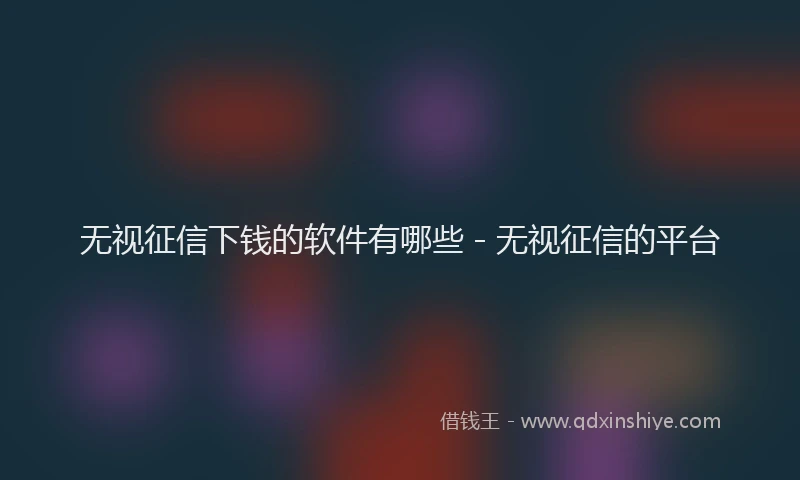 无视征信下钱的软件有哪些 - 无视征信的平台