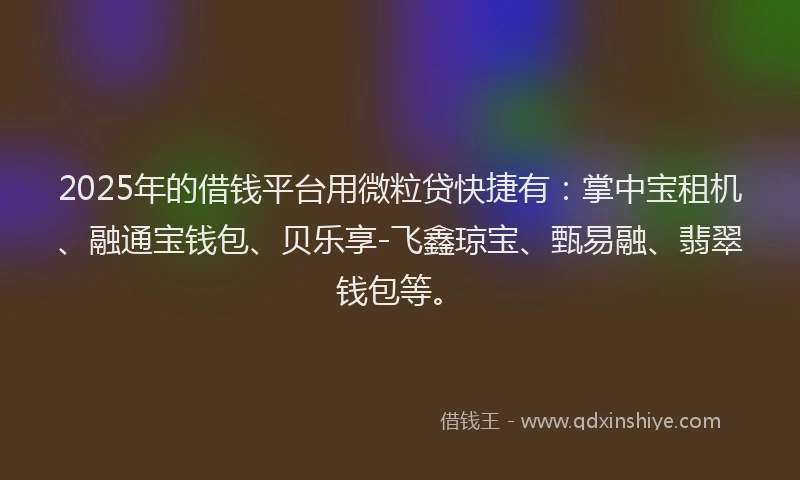 2025年的借钱平台用微粒贷快捷有：掌中宝租机、融通宝钱包、贝乐享-飞鑫琼宝、甄易融、翡翠钱包等。