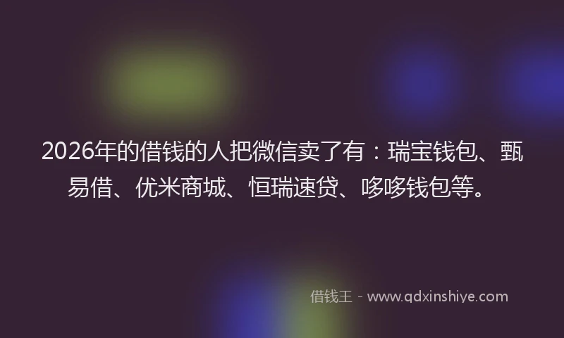 2026年的借钱的人把微信卖了有：瑞宝钱包、甄易借、优米商城、恒瑞速贷、哆哆钱包等。