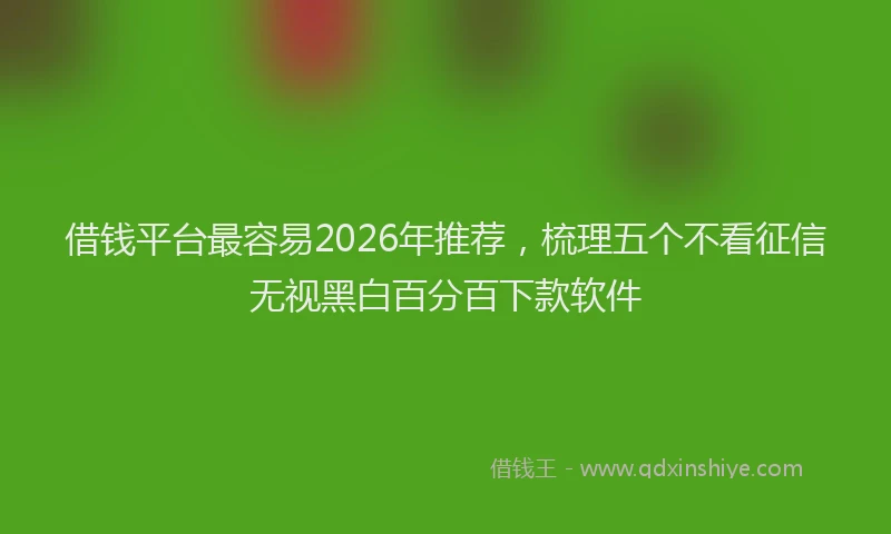 借钱平台最容易2026年推荐，梳理五个不看征信无视黑白百分百下款软件