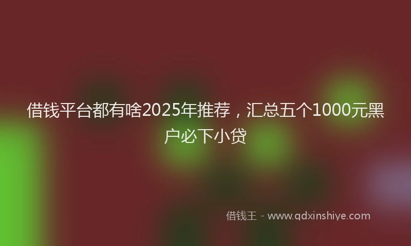 借钱平台都有啥2025年推荐，汇总五个1000元黑户必下小贷