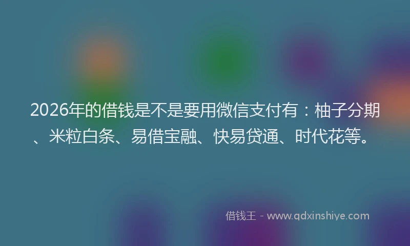 2026年的借钱是不是要用微信支付有：柚子分期、米粒白条、易借宝融、快易贷通、时代花等。
