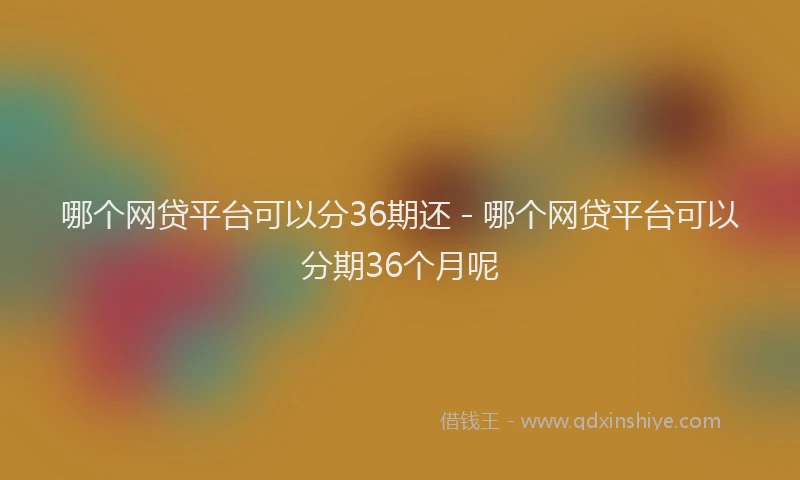 哪个网贷平台可以分36期还 - 哪个网贷平台可以分期36个月呢