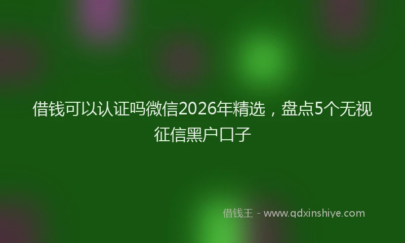 借钱可以认证吗微信2026年精选，盘点5个无视征信黑户口子