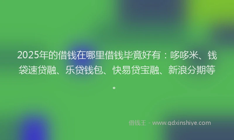 2025年的借钱在哪里借钱毕竟好有：哆哆米、钱袋速贷融、乐贷钱包、快易贷宝融、新浪分期等。
