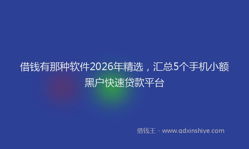 借钱有那种软件2026年精选，汇总5个手机小额黑户快速贷款平台