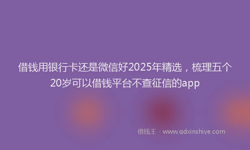 借钱用银行卡还是微信好2025年精选，梳理五个20岁可以借钱平台不查征信的app