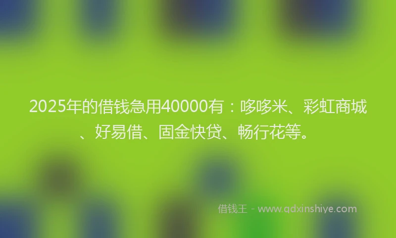 2025年的借钱急用40000有:哆哆米、彩虹商城、好易借、固金快贷、畅行花等。