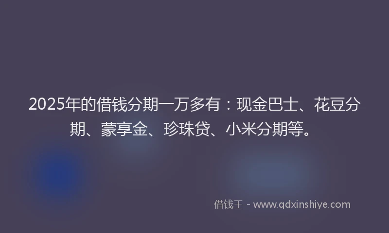 2025年的借钱分期一万多有：现金巴士、花豆分期、蒙享金、珍珠贷、小米分期等。