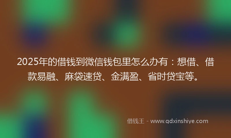 2025年的借钱到微信钱包里怎么办有：想借、借款易融、麻袋速贷、金满盈、省时贷宝等。