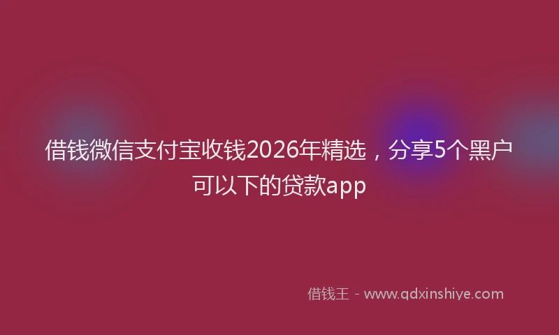 借钱微信支付宝收钱2026年精选，分享5个黑户可以下的贷款app