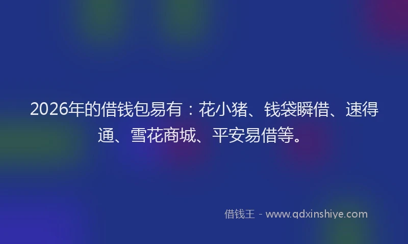 2026年的借钱包易有：花小猪、钱袋瞬借、速得通、雪花商城、平安易借等。
