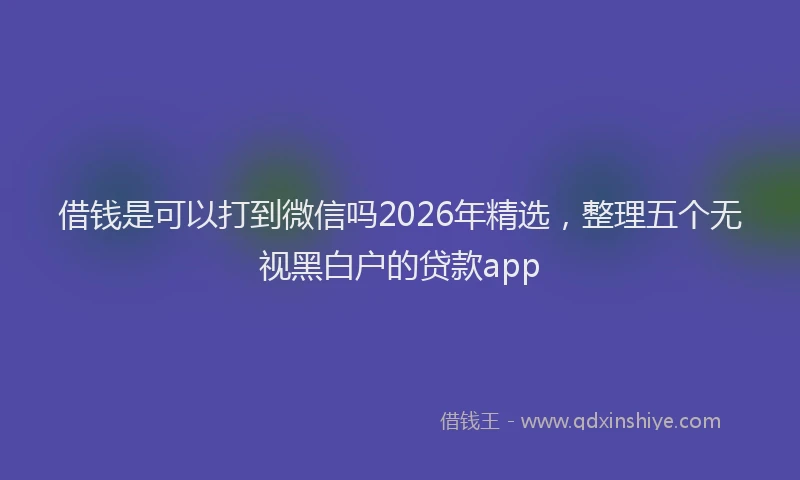 借钱是可以打到微信吗2026年精选，整理五个无视黑白户的贷款app