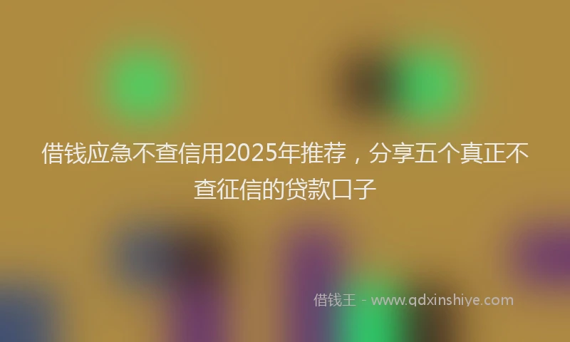 借钱应急不查信用2025年推荐，分享五个真正不查征信的贷款口子