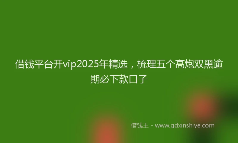 借钱平台开vip2025年精选,梳理五个高炮双黑逾期必下款口子
