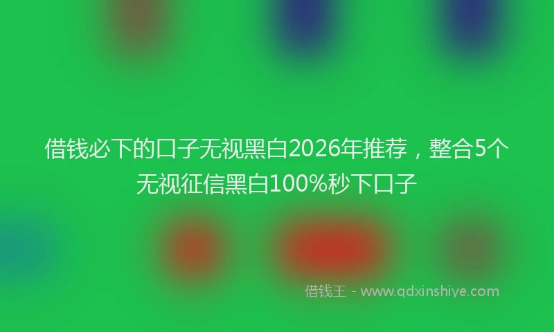 借钱必下的口子无视黑白2026年推荐，整合5个无视征信黑白100%秒下口子