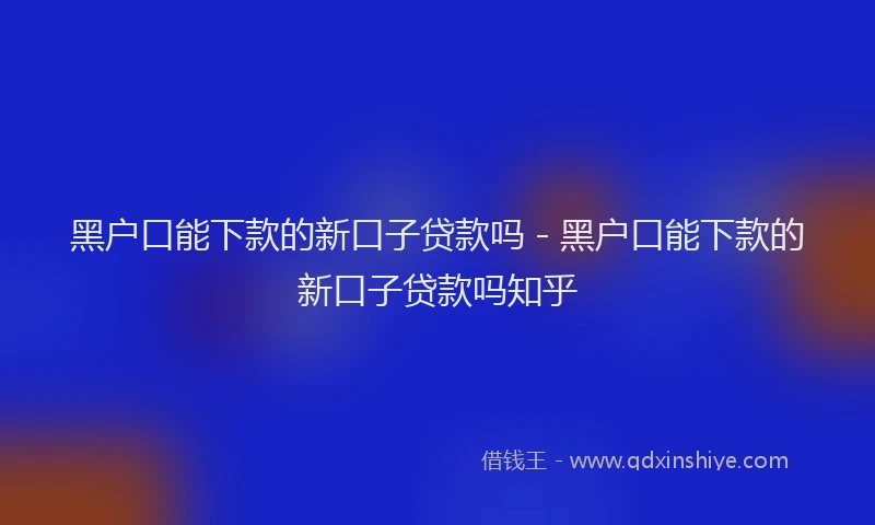 黑户口能下款的新口子贷款吗 - 黑户口能下款的新口子贷款吗知乎