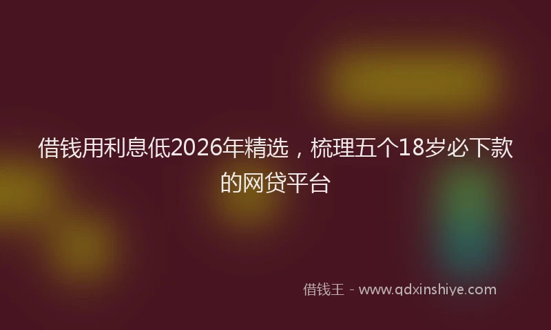 借钱用利息低2026年精选，梳理五个18岁必下款的网贷平台