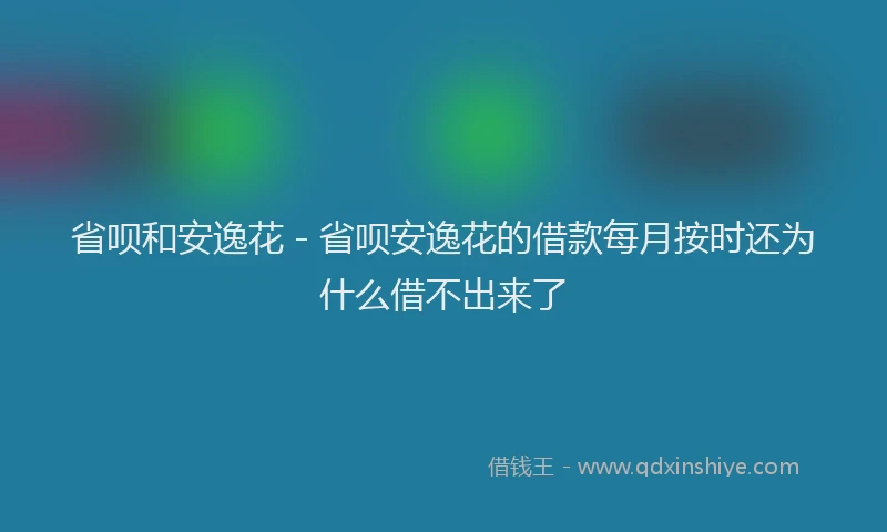 省呗和安逸花 - 省呗安逸花的借款每月按时还为什么借不出来了