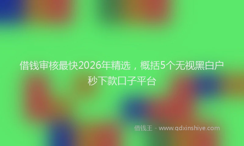 借钱审核最快2026年精选，概括5个无视黑白户秒下款口子平台