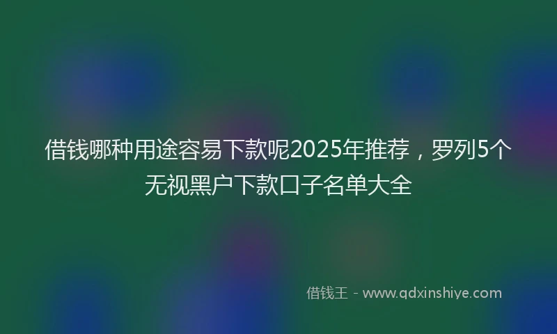 借钱哪种用途容易下款呢2025年推荐，罗列5个无视黑户下款口子名单大全