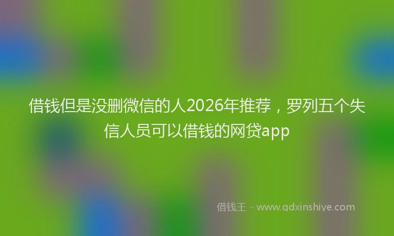 借钱但是没删微信的人2026年推荐,罗列五个失信人员可以借钱的网贷app