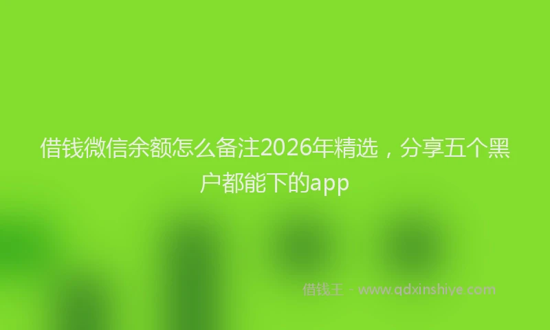 借钱微信余额怎么备注2026年精选，分享五个黑户都能下的app