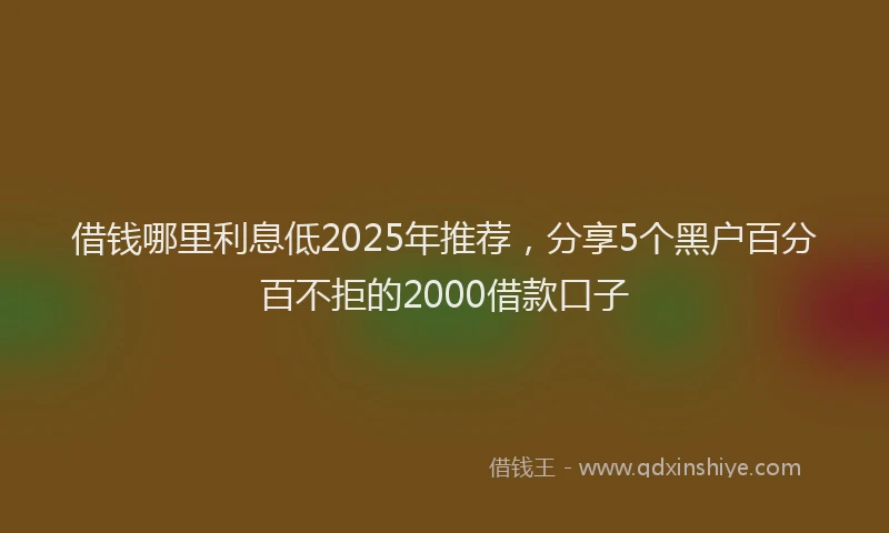 借钱哪里利息低2025年推荐，分享5个黑户百分百不拒的2000借款口子
